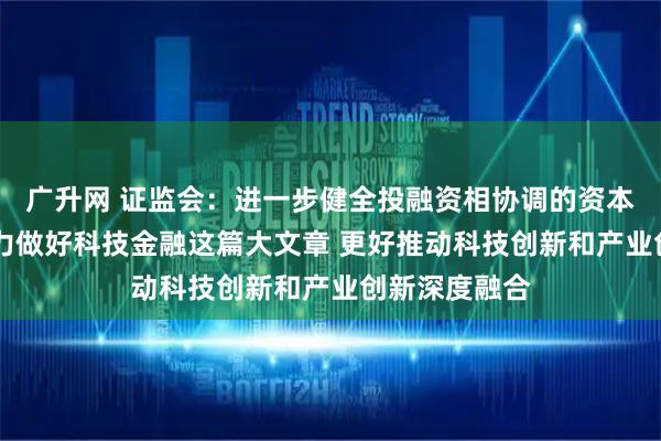 广升网 证监会：进一步健全投融资相协调的资本市场功能 着力做好科技金融这篇大文章 更好推动科技创新和产业创新深度融合