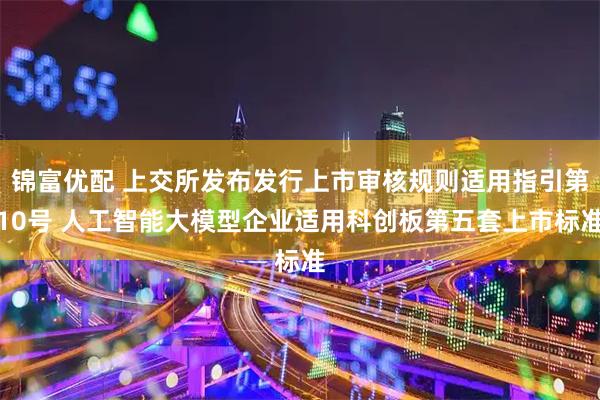 锦富优配 上交所发布发行上市审核规则适用指引第10号 人工智能大模型企业适用科创板第五套上市标准
